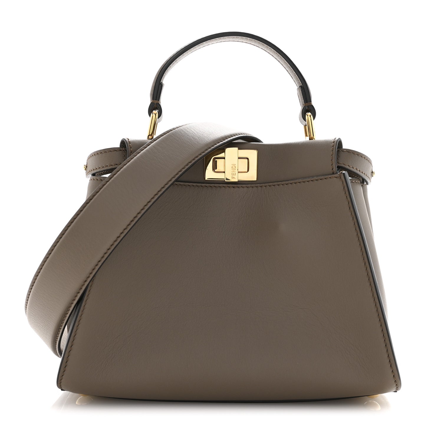 Vitello Seta Canvas FF Embroidered Mini Peekaboo Iconic Satchel Tartufo