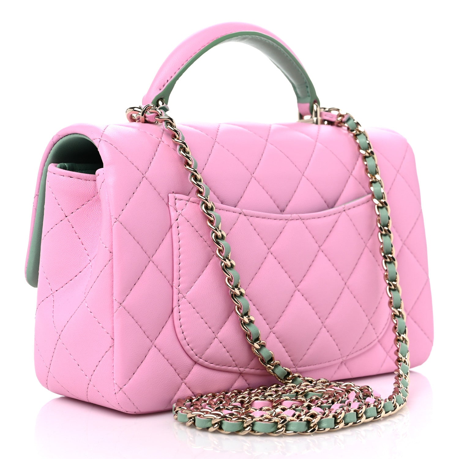 Chanel Lambskin Quilted Mini Top Handle Rectangular Flap Lilac Light Green 3 of 10