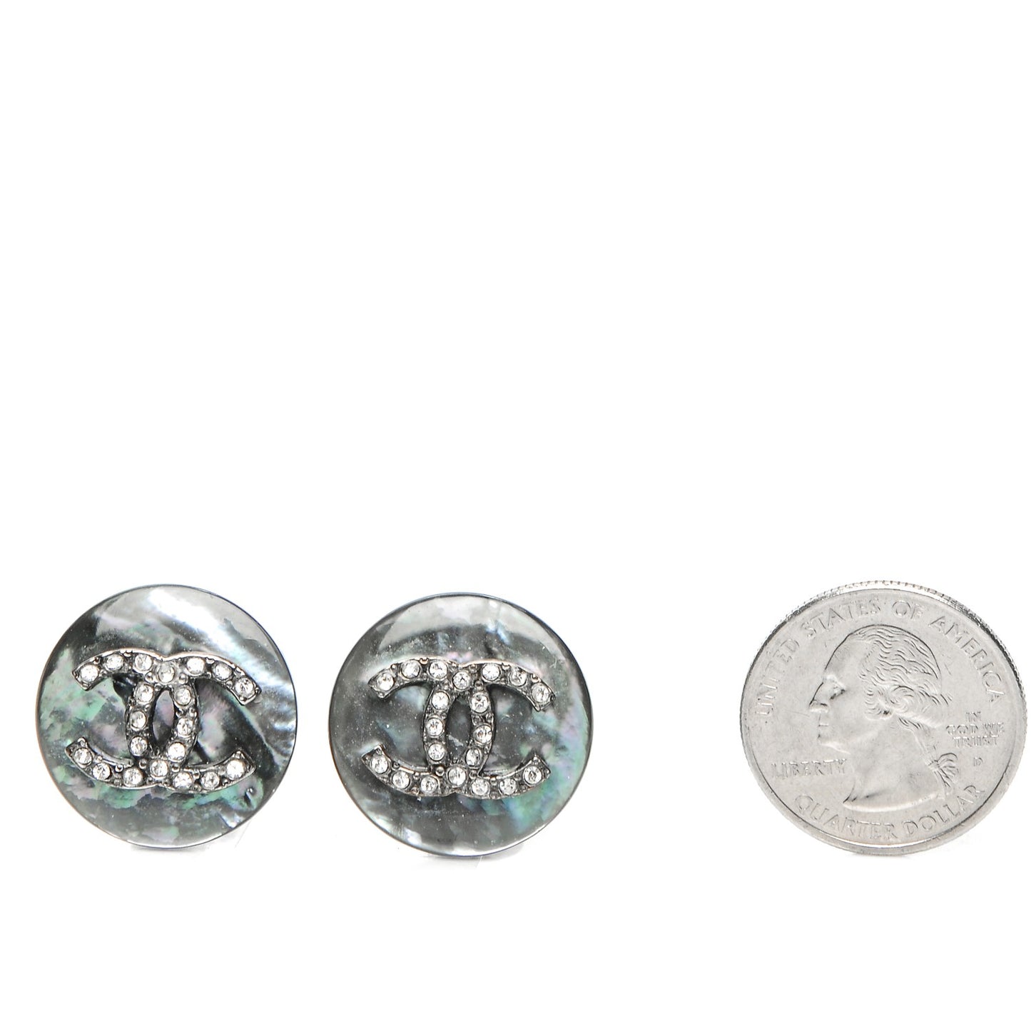 Mother of Pearl Crystal CC Earrings