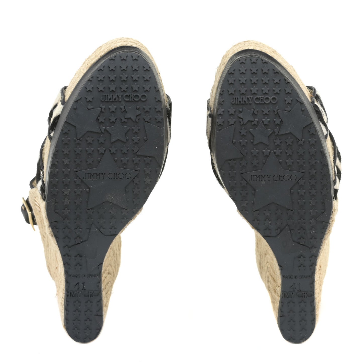 Pony Hair Zebra Print Papahi Espadrille Wedges 41 Black White