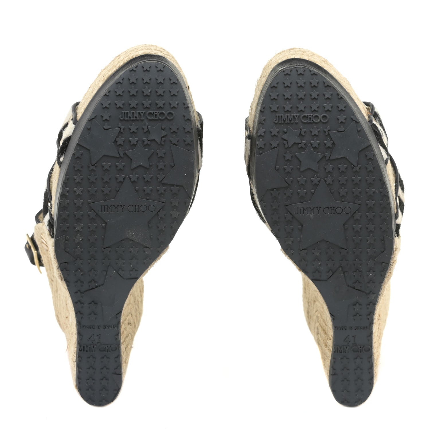 Jimmy Choo Pony Hair Zebra Print Papahi Espadrille Wedges 41 Black White 6 of 16