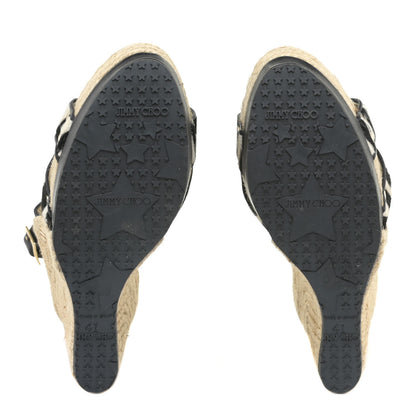 Jimmy Choo Pony Hair Zebra Print Papahi Espadrille Wedges 41 Black White 6 of 16