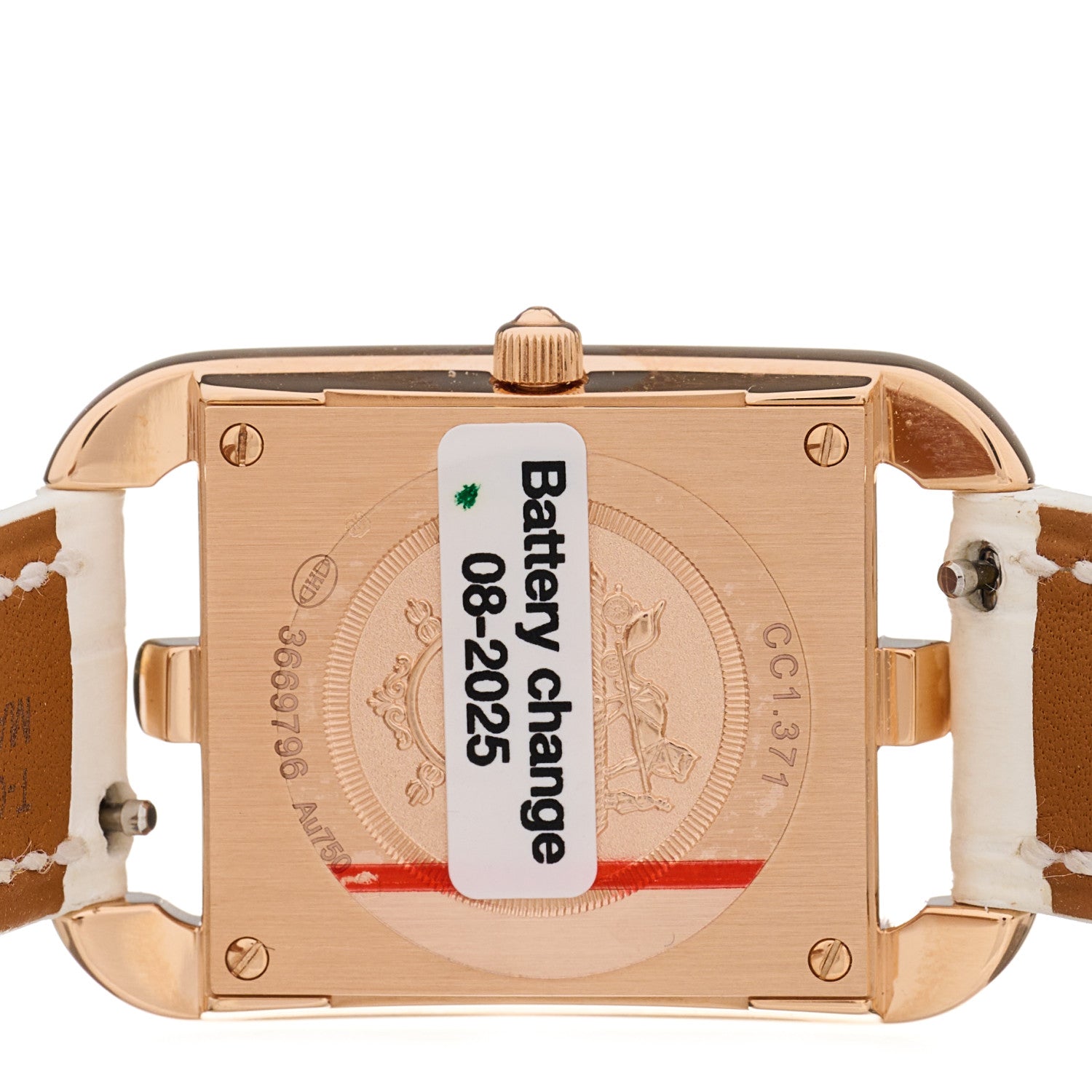 Hermes 18K Rose Gold Alligator Diamond Bezel 23mm Cape Cod Chaine d'Ancre Joaillier Quartz Watch Blanc 4 of 5