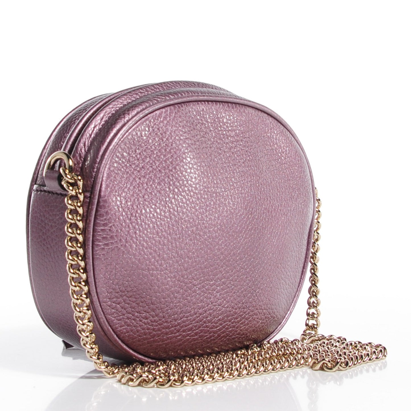 Metallic Pebbled Calfskin Mini Soho Chain Bag Purple