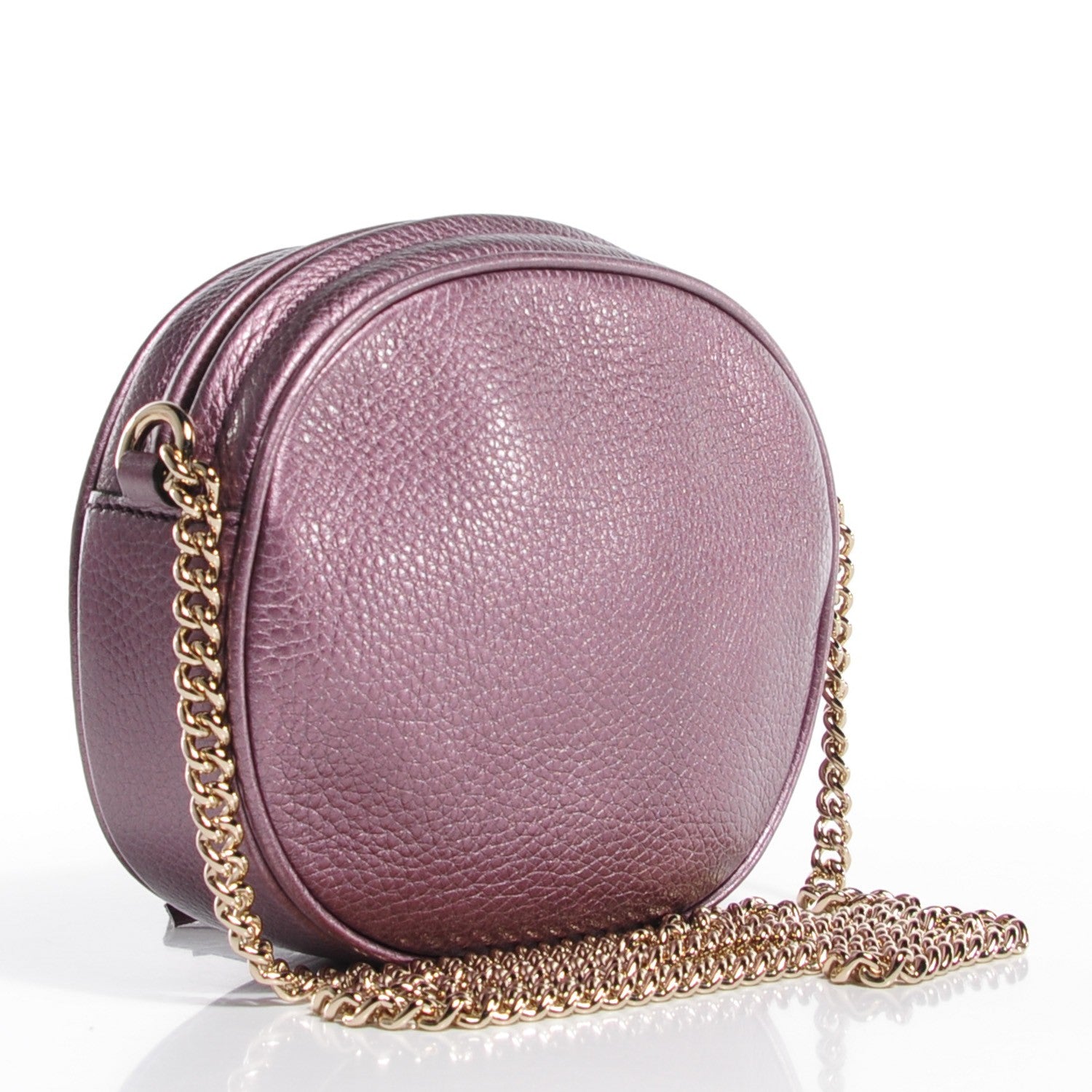 Gucci Metallic Pebbled Calfskin Mini Soho Chain Bag Purple 3 of 7