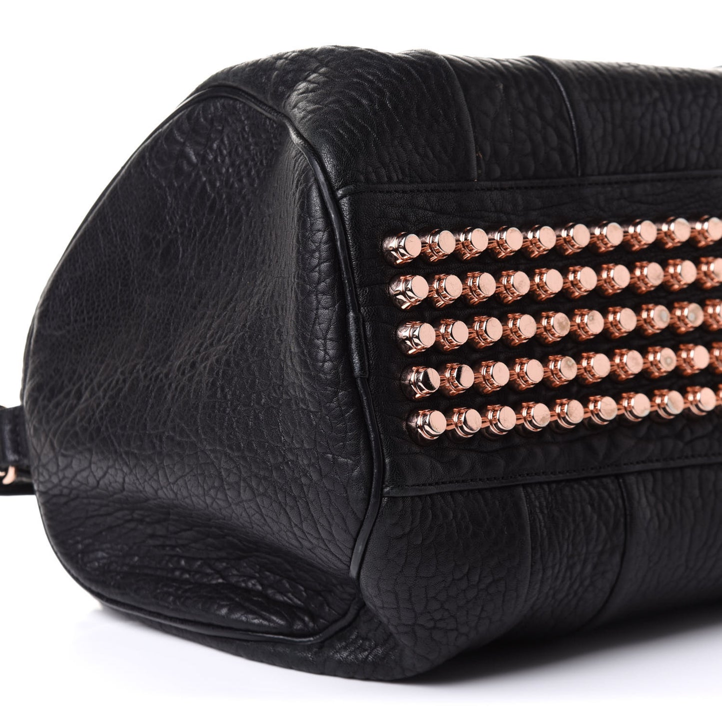Pebbled Lambskin Rocco Black Pale Gold Hardware