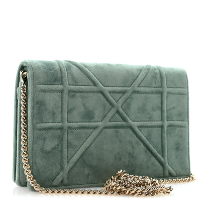 Christian Dior Velvet Diorama Wallet On Chain Pouch Water Blue 3 of 13