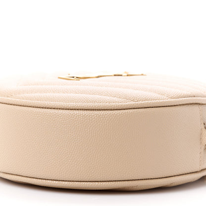 Saint Laurent SAINT LAURENT Grain De Poudre Matelasse Chevron Quilted Round Vinyle Camera Bag Dark Beige 10 of 11