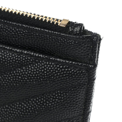 Saint Laurent Grain De Poudre Chevron Monogram Bill Pouch Black 8 of 8