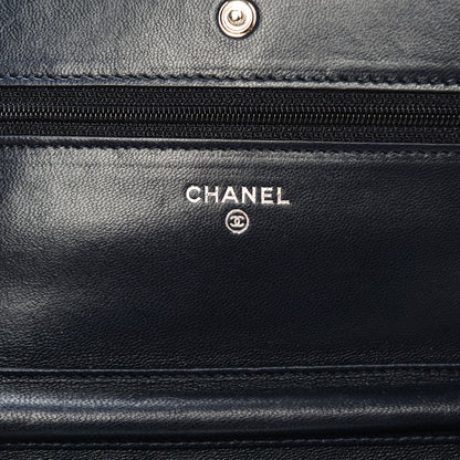 Chanel Lambskin Quilted Wallet On Chain WOC Navy Blue 6 of 8