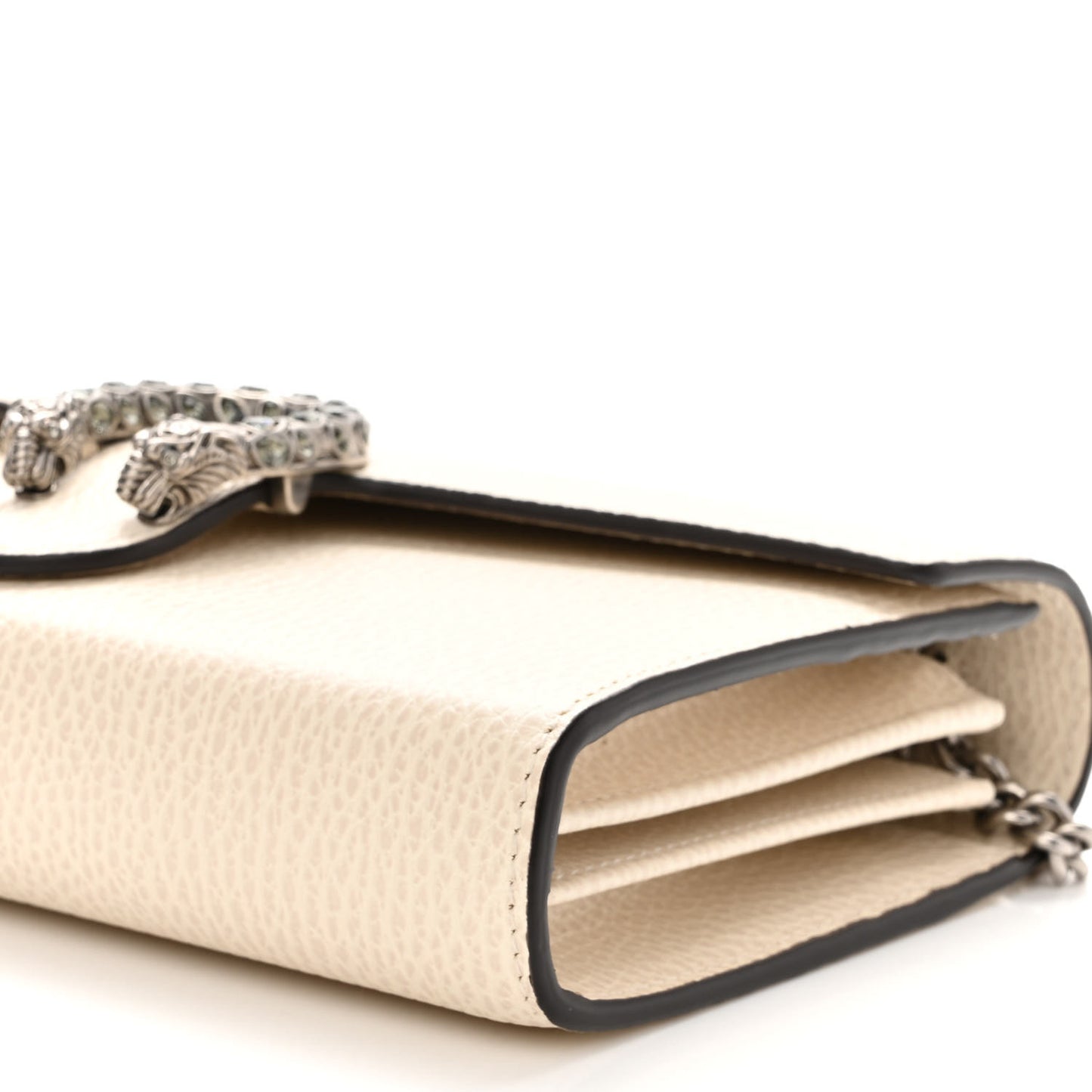 Dollar Calfskin Mini Dionysus Chain Wallet Mystic White
