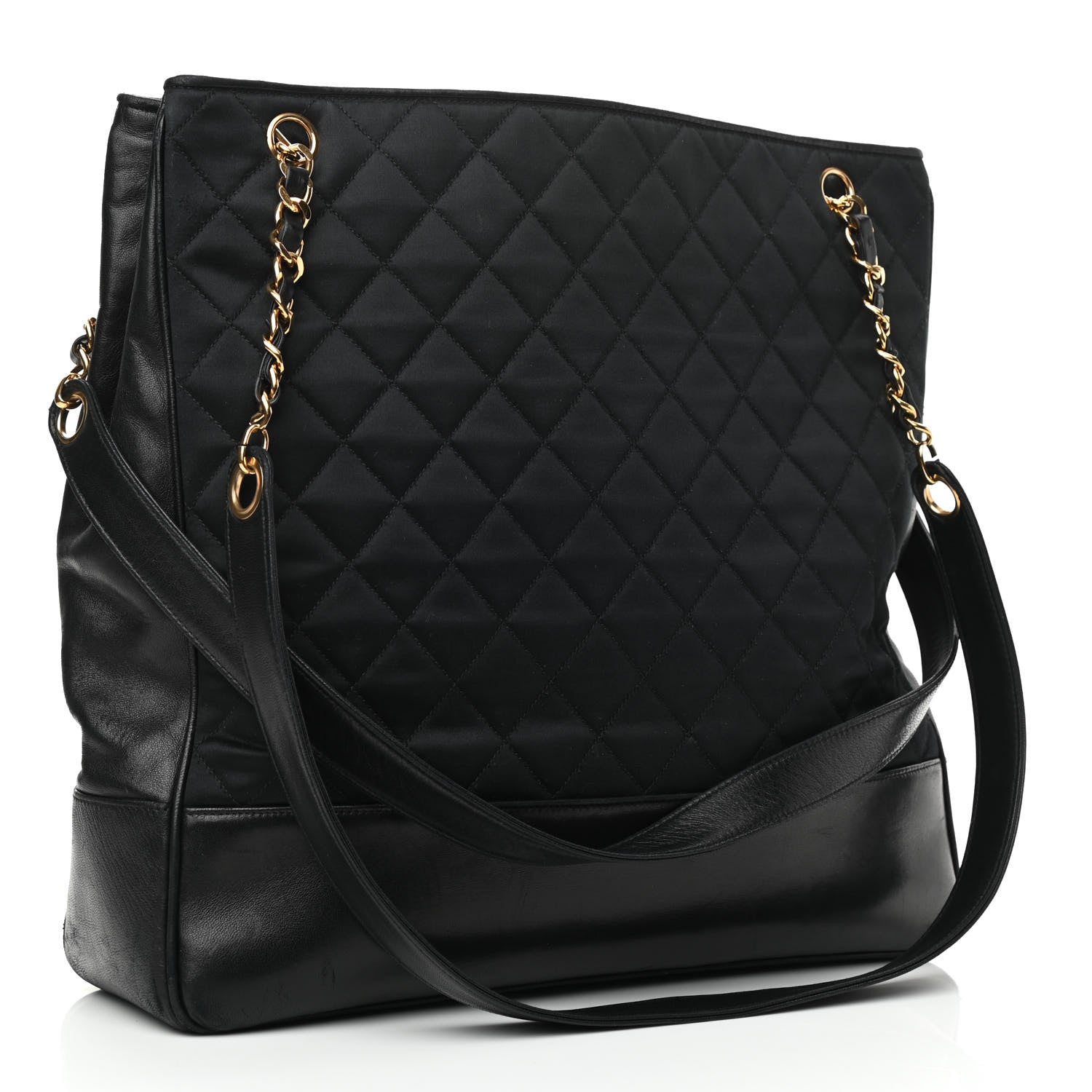 Chanel Satin Lambskin Quilted Shopping Tote Black 2 of 11