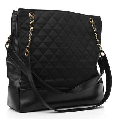 Chanel Satin Lambskin Quilted Shopping Tote Black 2 of 11