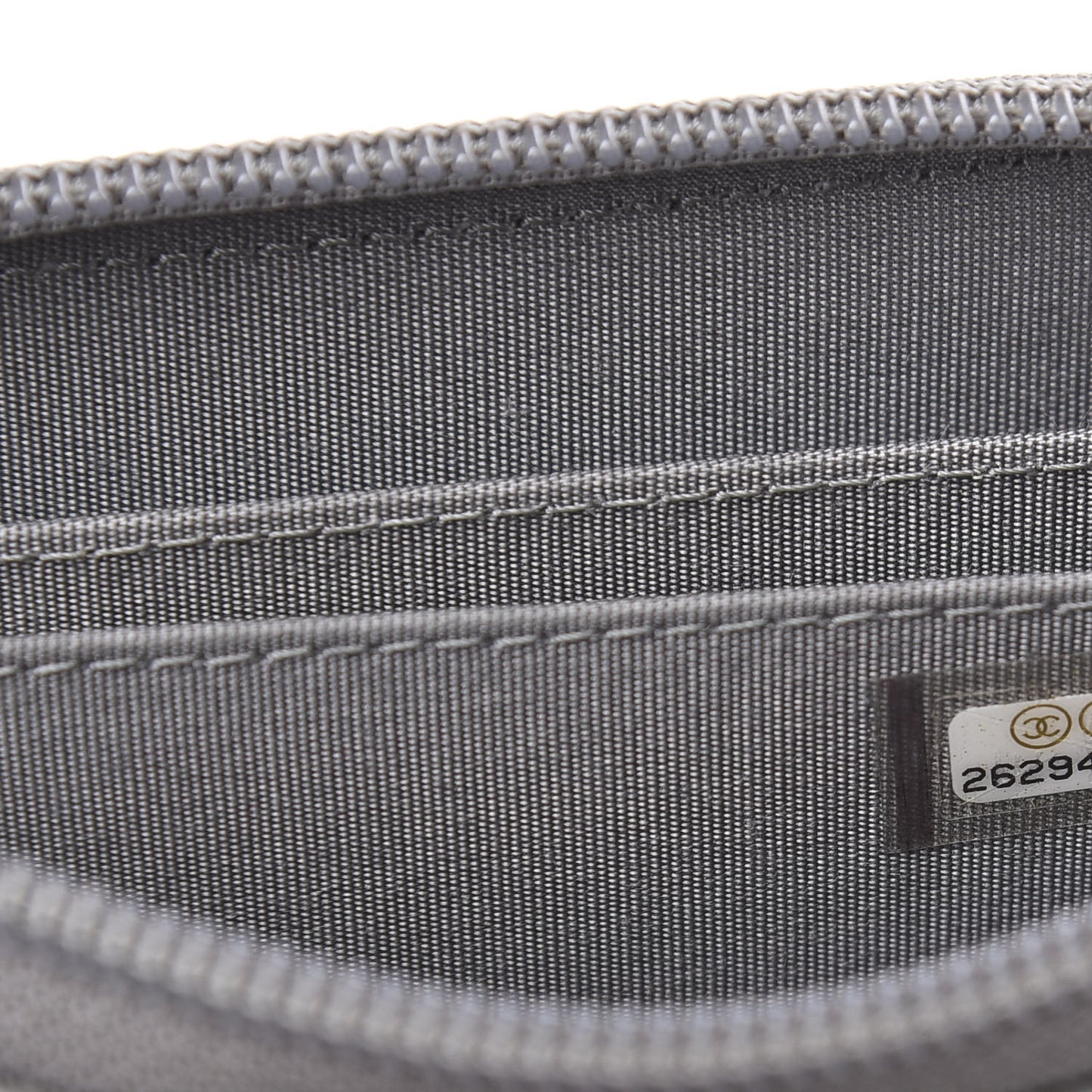 Calfskin Chevron Quilted Zip Around Boy Coin Purse Wallet Grey