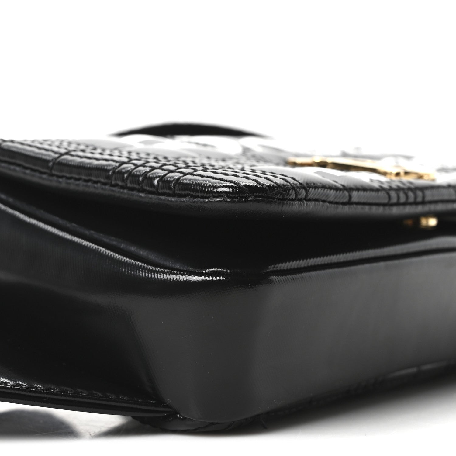 Burberry Patent Quilted Horseferry Print Lola Bum Bag Black