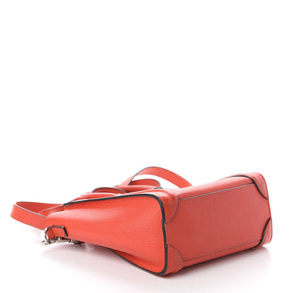 Celine Drummed Calfskin Nano Luggage Coquelicot 3 of 8