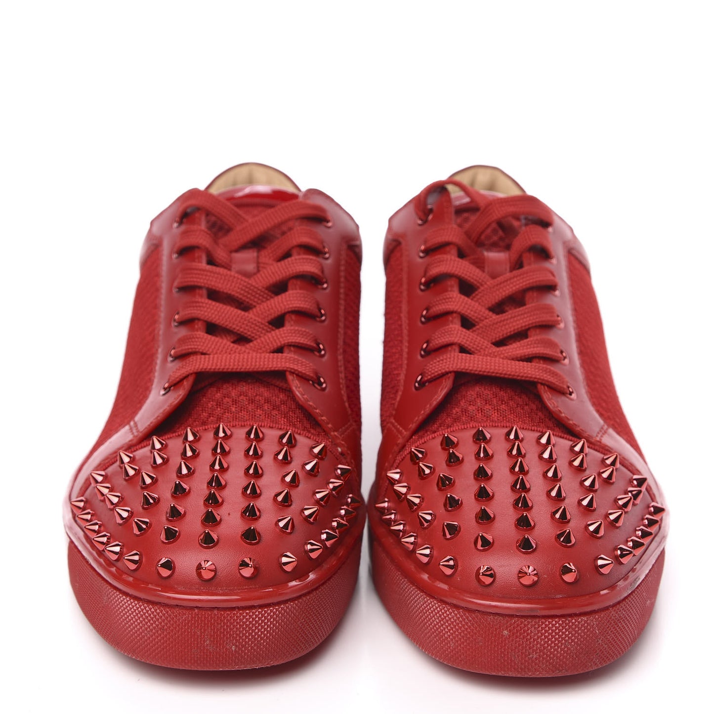 Calfskin Mesh Mens Seavaste 2 Flat Sneakers 48 Loubi Red