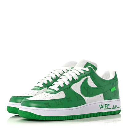 Louis Vuitton X NIKE AIR FORCE 1 Calfskin Monogram Mens Low Top Sneakers 8.5 Green 3 of 14