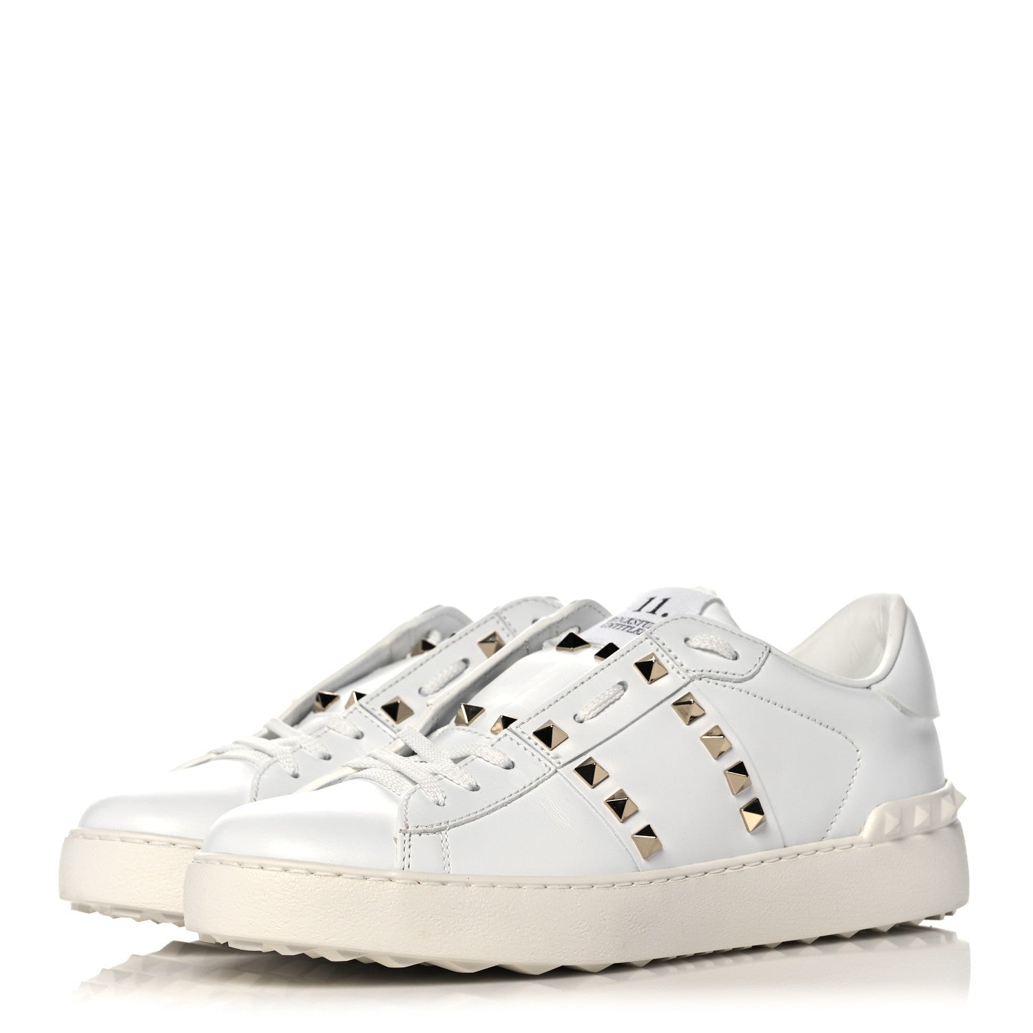 Valentino Garavani Calfskin Rockstud Untitled Open Sneakers 39 White 3 of 11