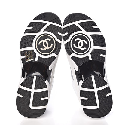 Chanel Suede Calfskin Womens CC Sneakers 39.5 White Silver Blue 5 of 9