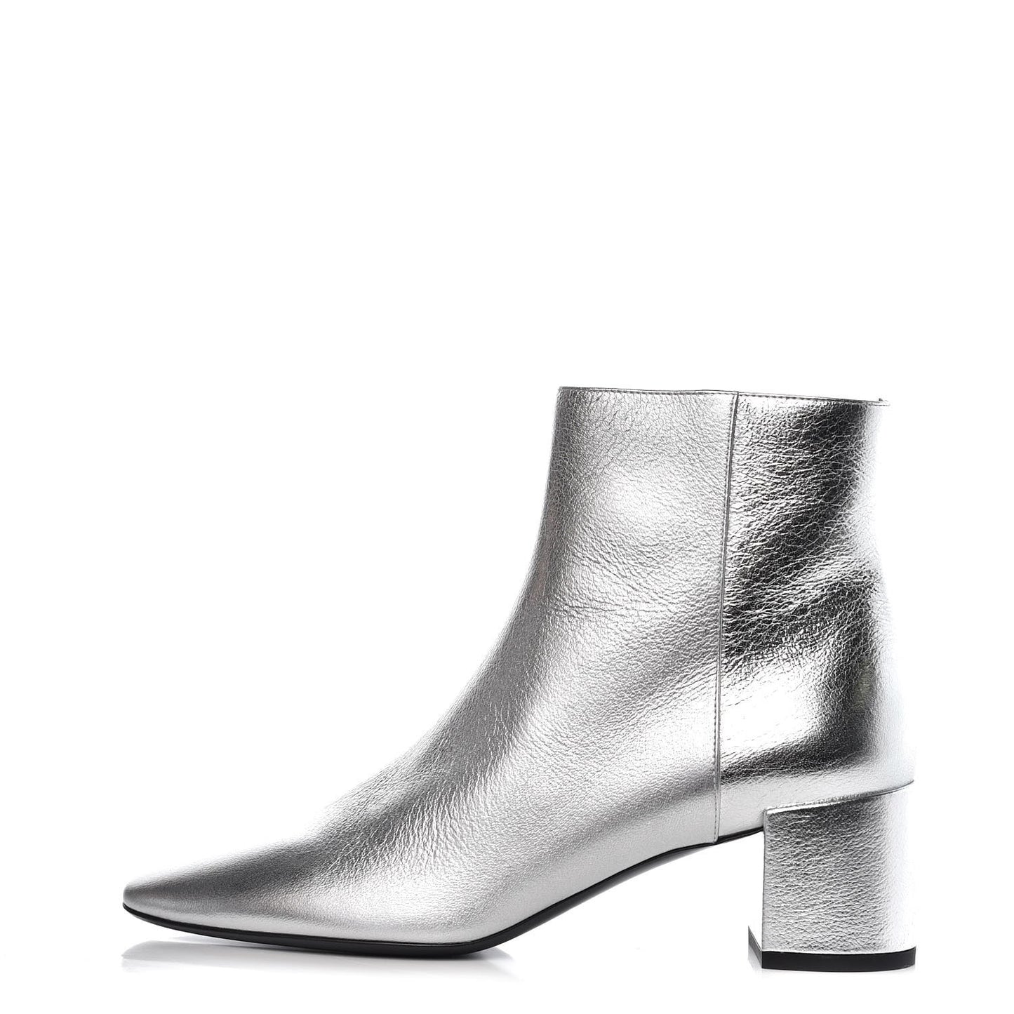Metallic Calfskin Loulou 50 Ankle Booties 37 Silver