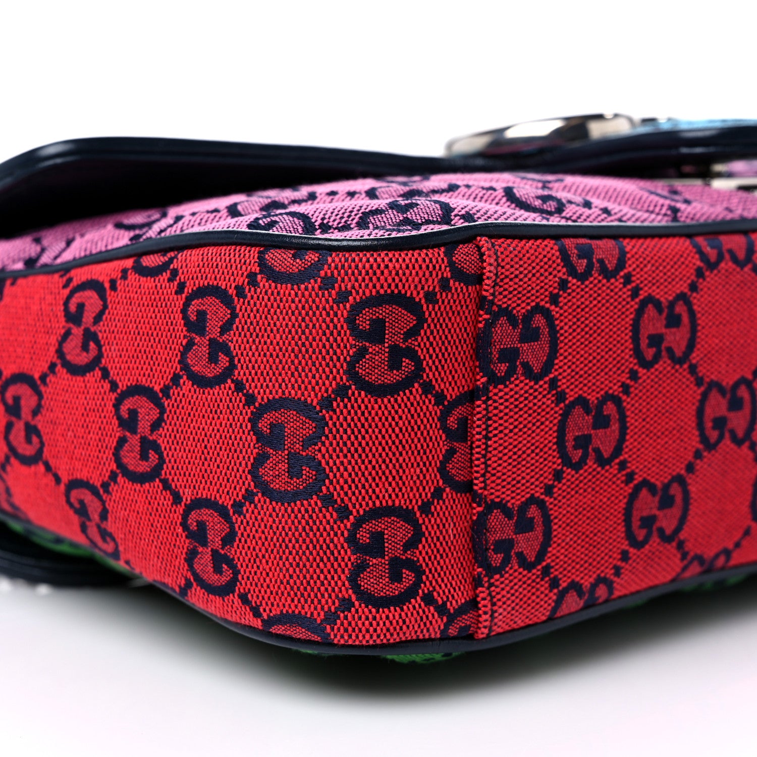 Gucci Monogram Multicolor Matelasse Diagonal Small GG Marmont Shoulder Bag Light Blue Pink Blue Green Red 8 of 10