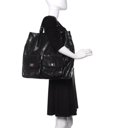 Chanel Glazed Caviar Large Pocket In The City Tote Black 2 of 10