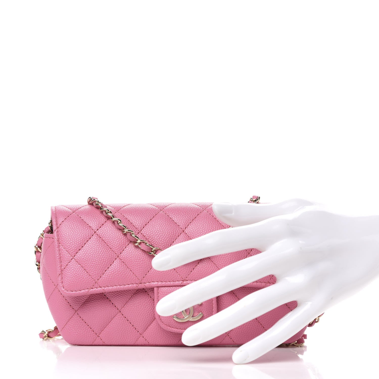 Chanel Caviar Quilted Glasses Case With Chain Pink 2 of 8