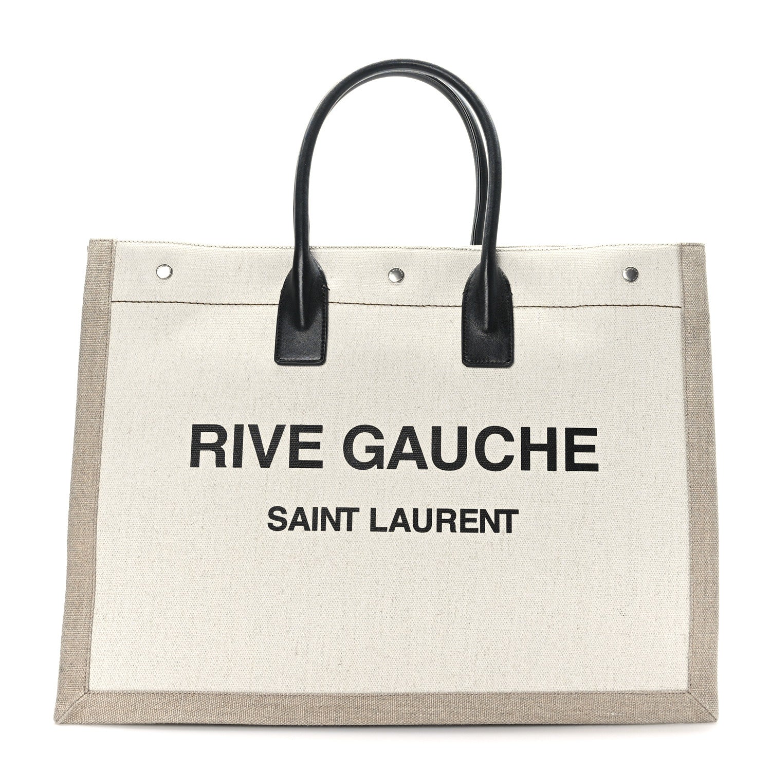 Saint Laurent Linen Calfskin Rive Gauche Tote Optic White 2 of 9
