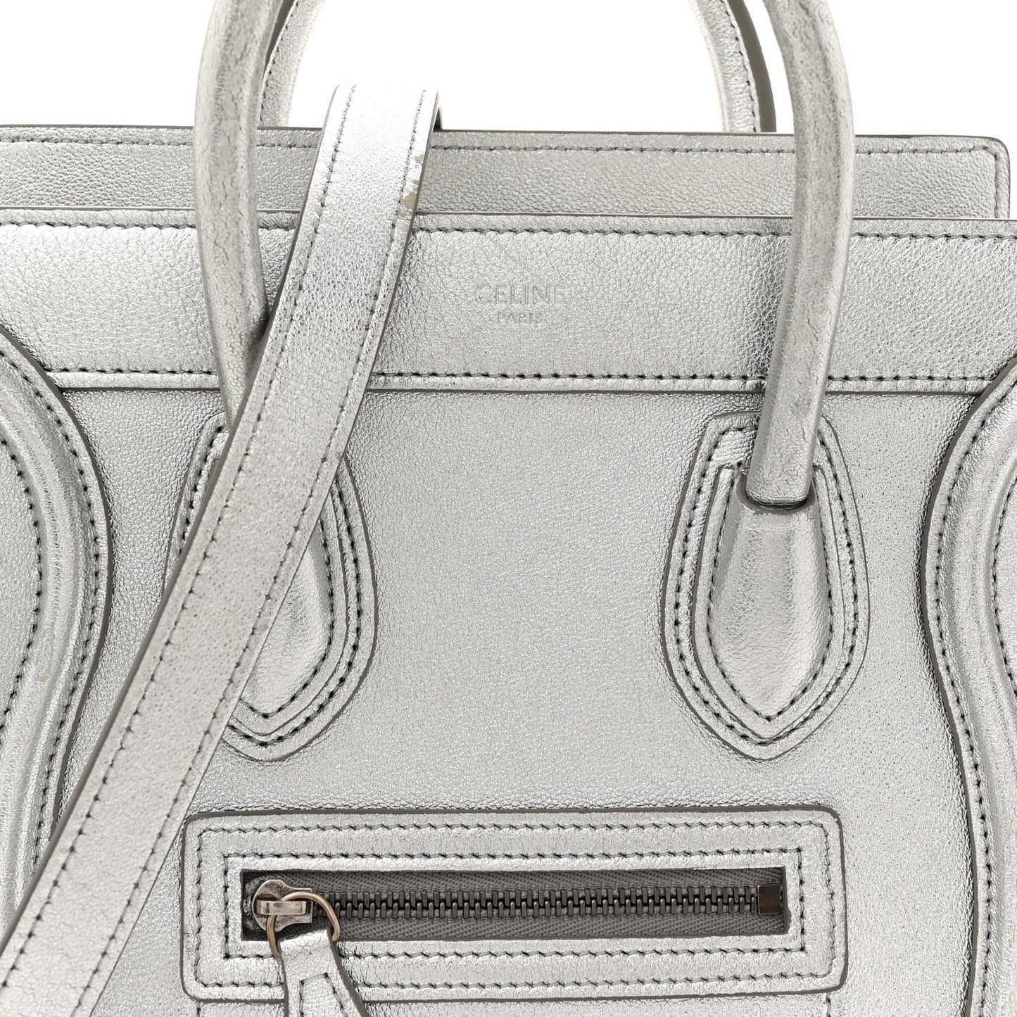 Laminated Lambskin Nano Luggage Silver