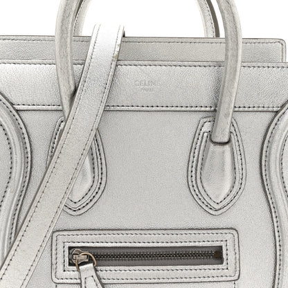 Celine Laminated Lambskin Nano Luggage Silver 9 of 17
