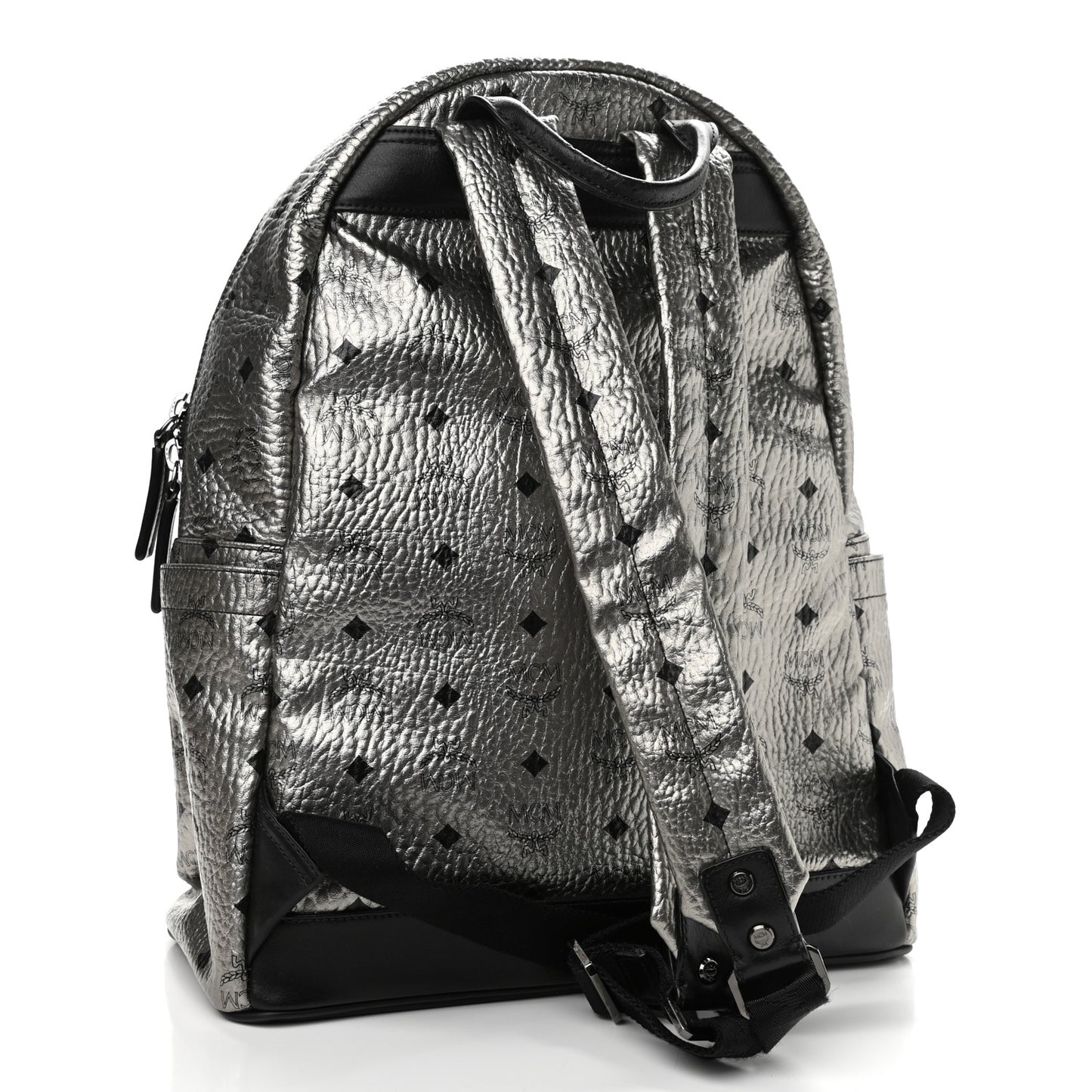 Metallic Visetos Medium Stark Backpack Silver Black