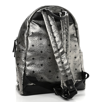 MCM Metallic Visetos Medium Stark Backpack Silver Black 2 of 9