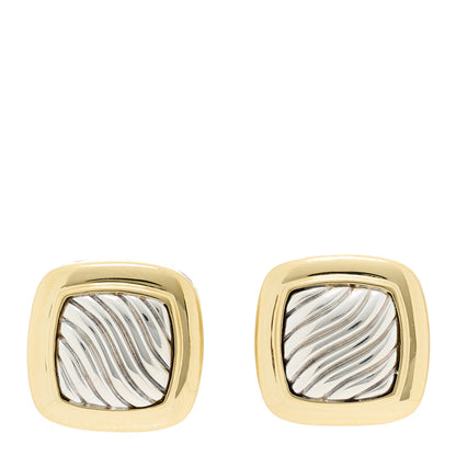 David Yurman Sterling Silver 18K Yellow Gold Sculpted Square Cable Earrings 1 of 4