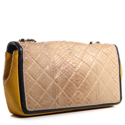 Chanel Python Tri-Color Medium Graphic Flap Beige 3 of 9