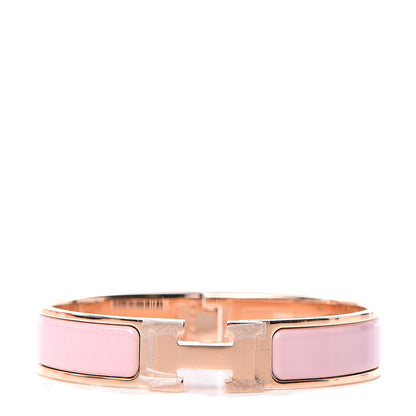 Hermes Enamel Narrow Clic Clac H Bracelet PM Rose Cassata 1 of 6