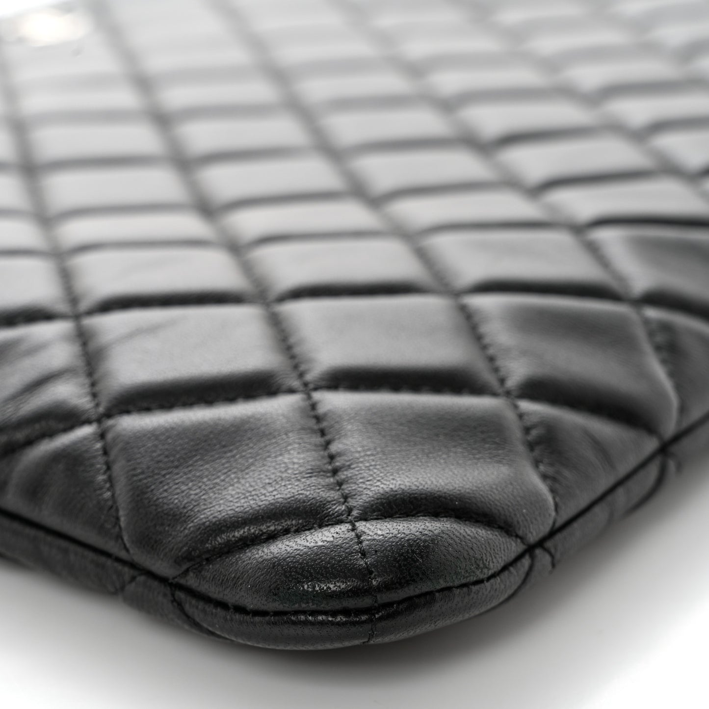 Lambskin Quilted Large Cosmetic Case Black