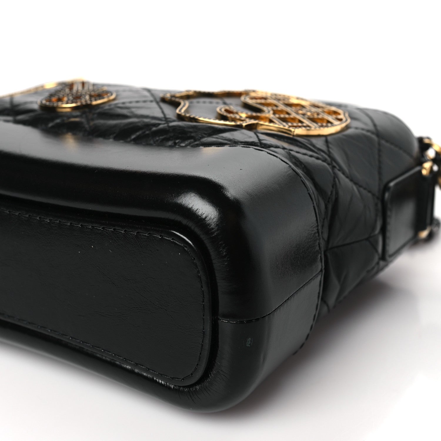 Chanel Aged Calfskin Quilted Charms Small Gabrielle Hobo Black 9 of 9