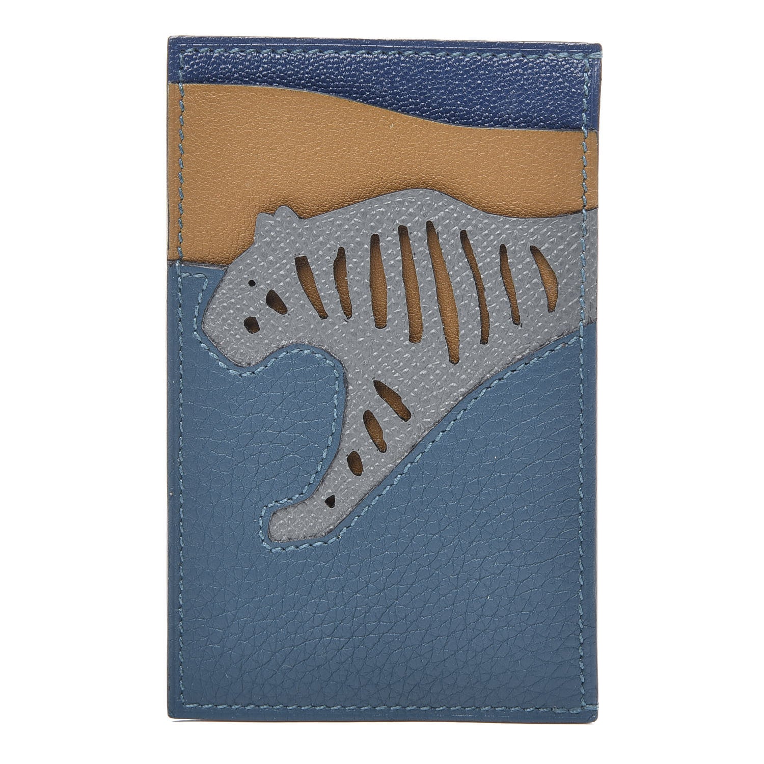 Hermes Togo Epsom Swift Mysore Rooroo 3CC Card Holder Vert Bosphore Amande Kraft Deep Bleu 1 of 8
