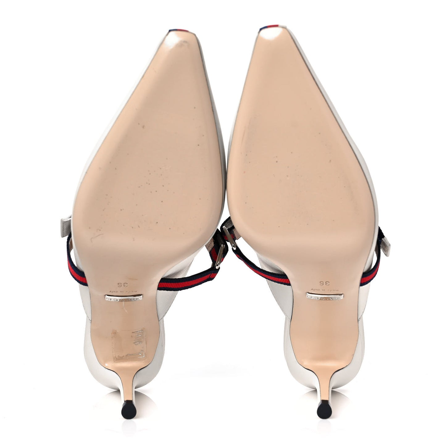 Malaga Kid Sylvie Web Cross Strap Mid-Heel Slides 36 Vintage White