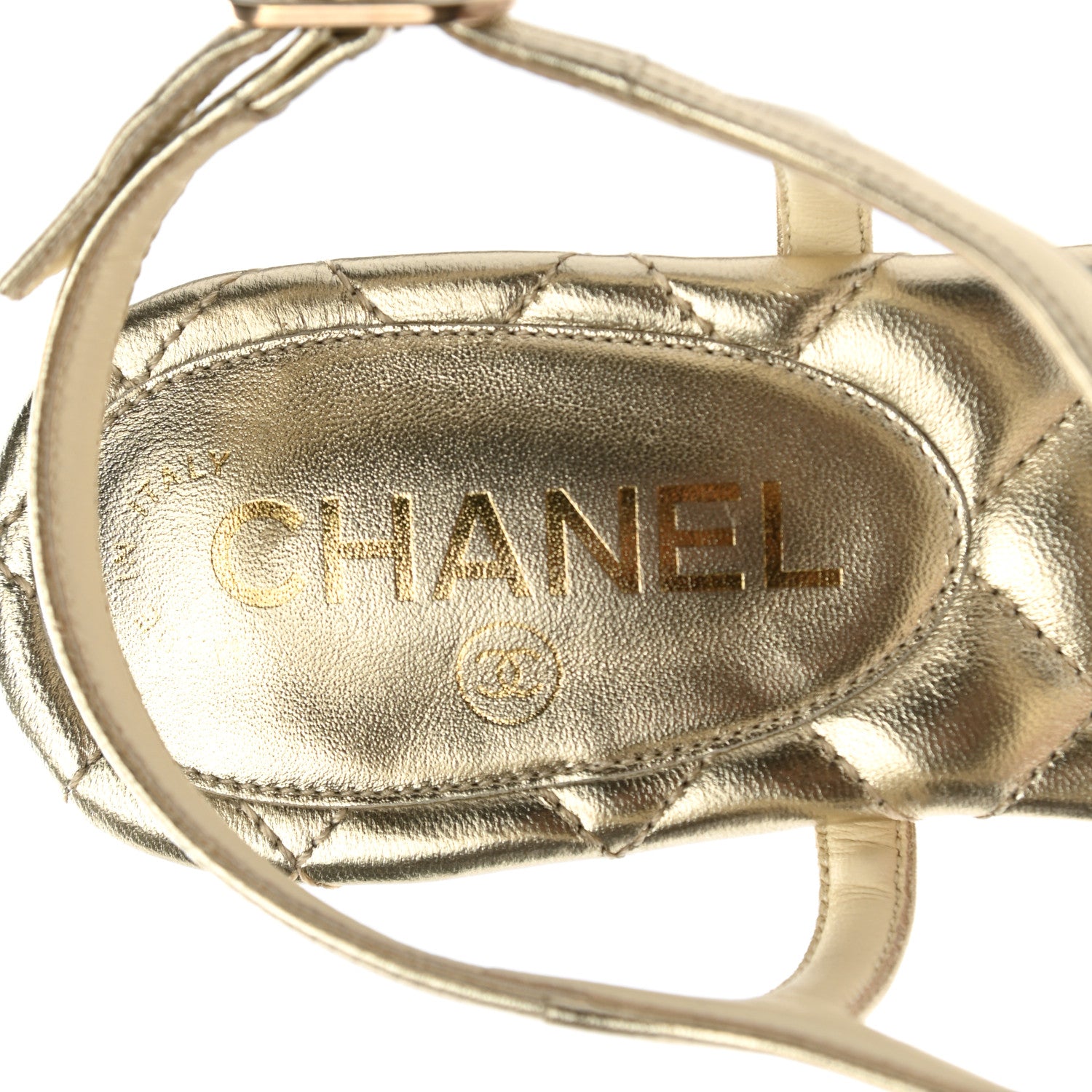 Chanel Metallized Lambskin Paris Dallas Quilted Star CC Thong Sandals 37 Light Gold 7 of 8