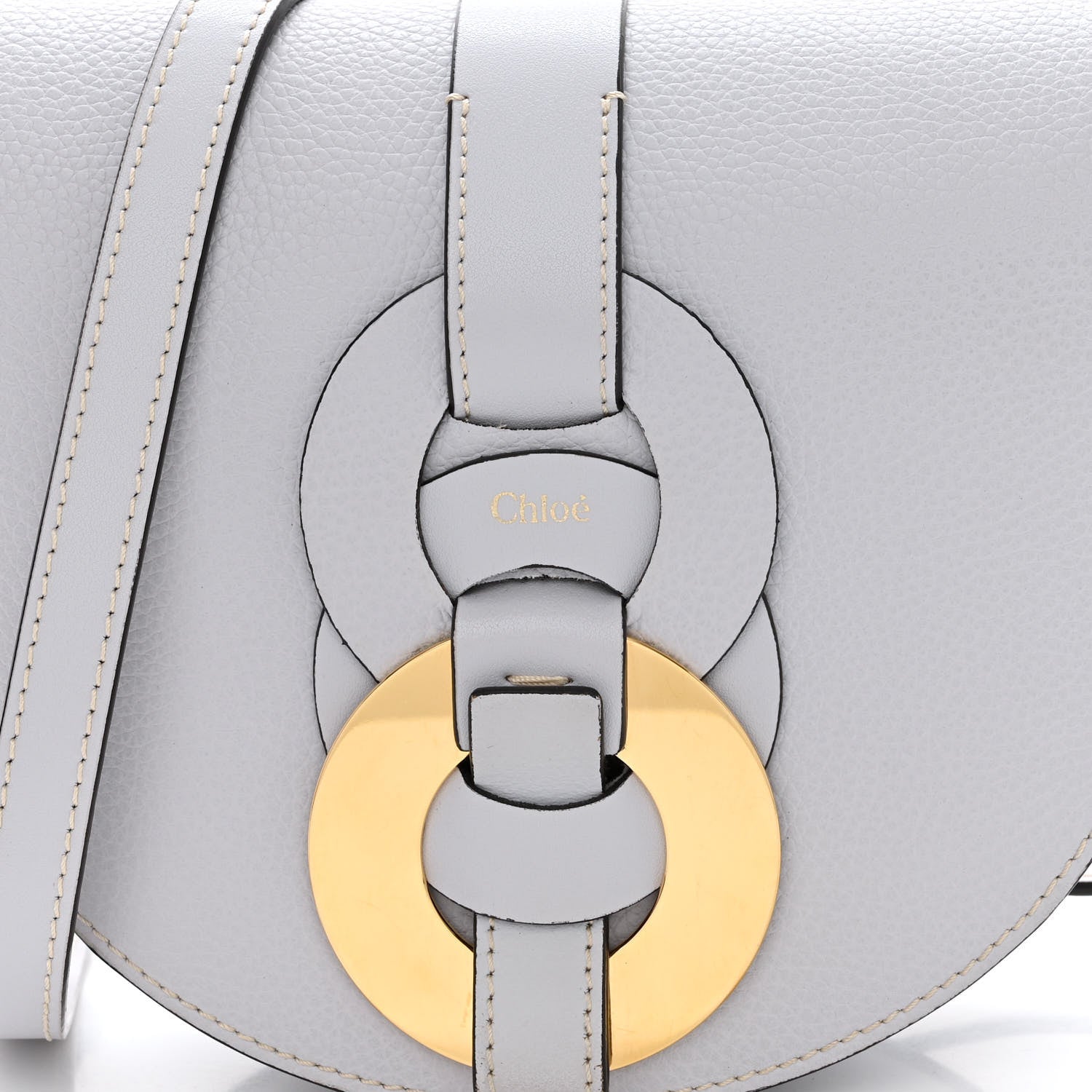 Chloe Grained Calfskin Small Darryl Saddle Crossbody Bag Light Cloud 8 of 12