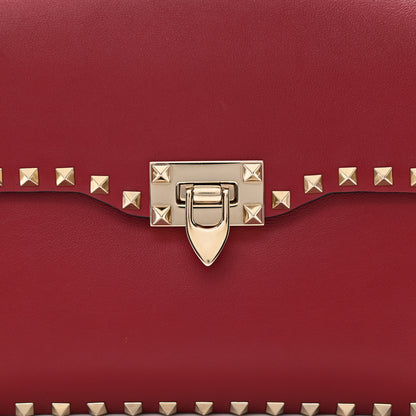 Valentino Garavani Vitello Medium Rockstud Flap Saddle Bag Scarlet 8 of 10
