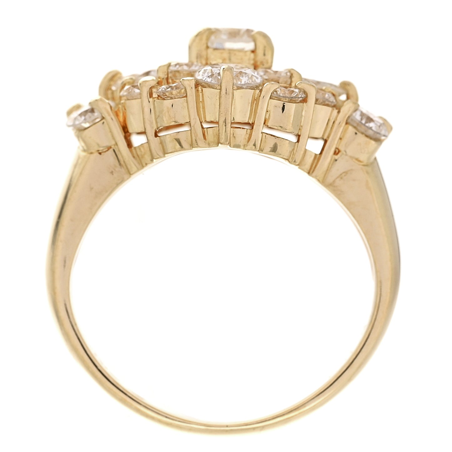 18K Yellow Gold Diamond 2.03ctw Cluster Cocktail Ring  47 4