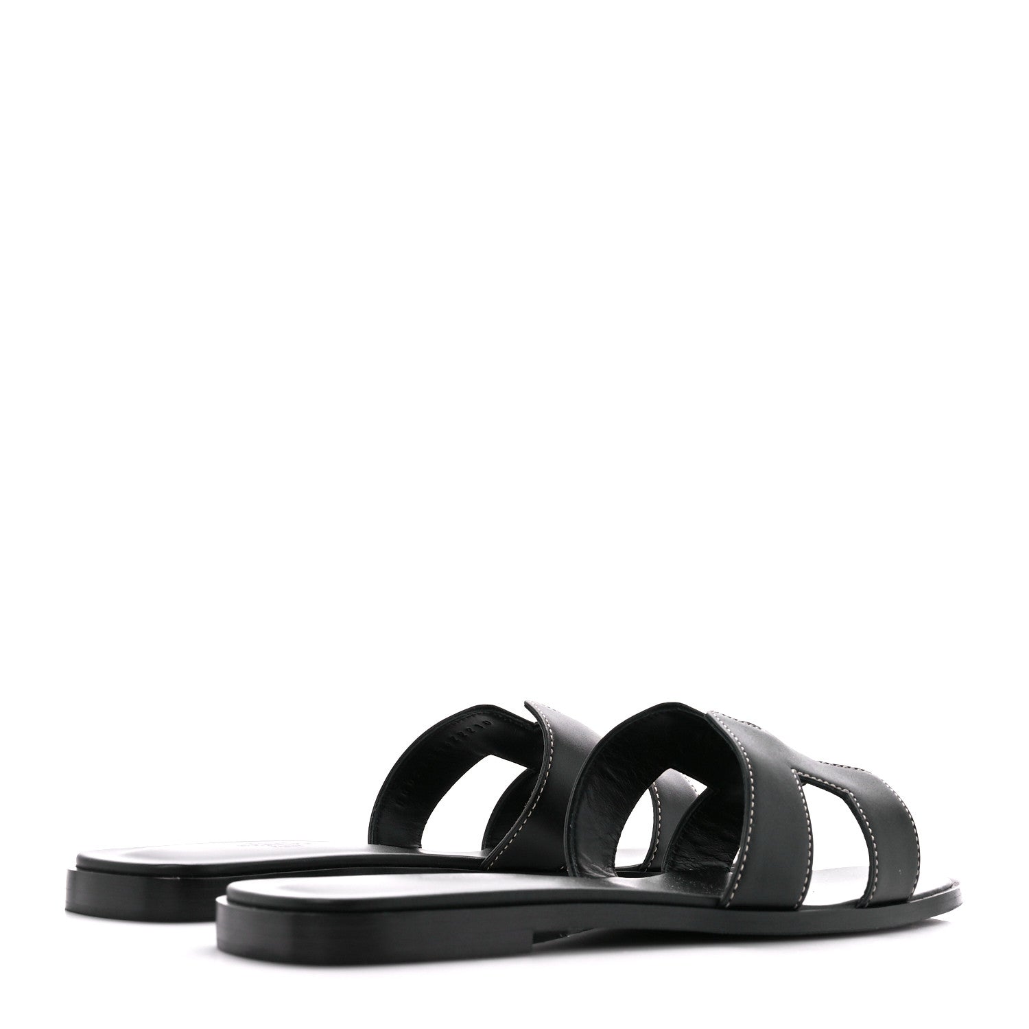 Hermes Box Calfskin Oran Sandals 39.5 Black 4 of 8