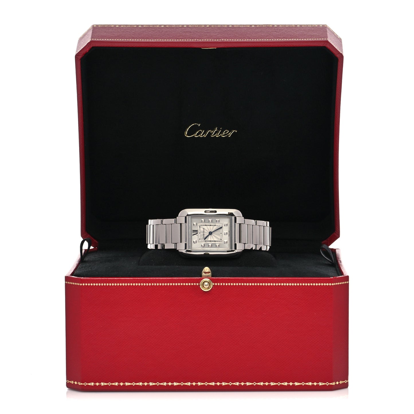 Stainless Steel Diamond 26mm Tank Anglaise Quartz Watch