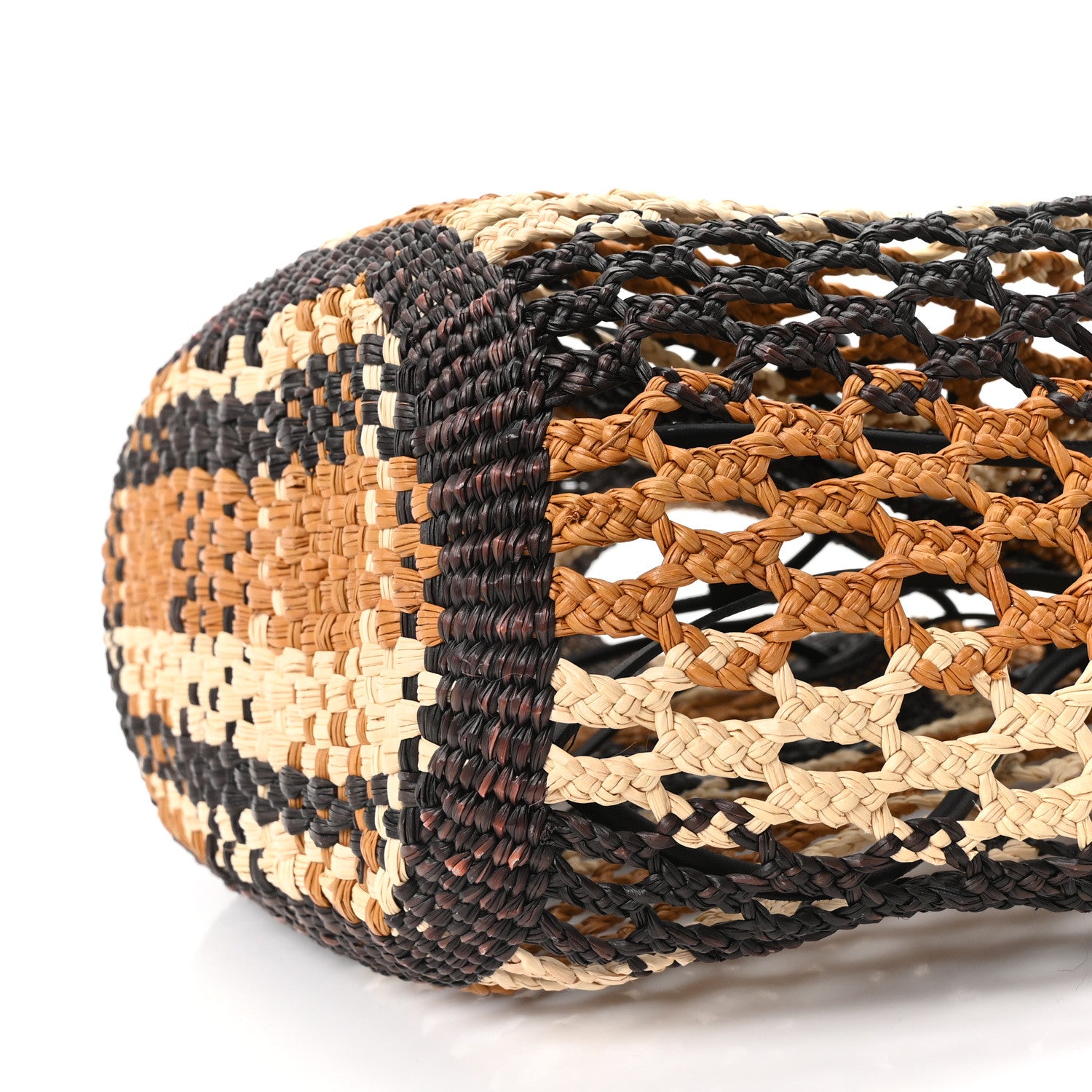 Loewe Raffia Calfskin Palm Anagram Basket Tote Bag Brown Multicolor 8 of 9