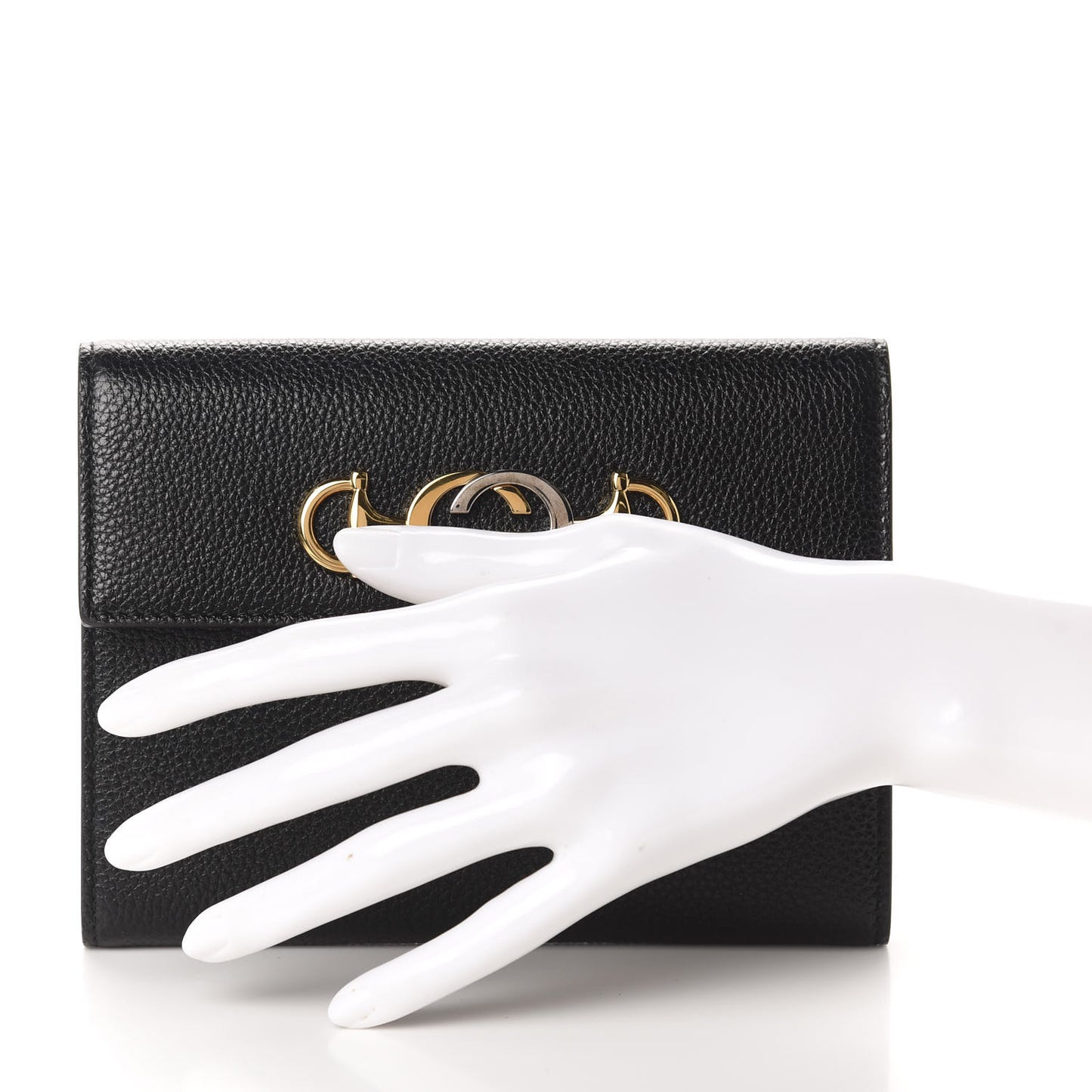 Grainy Calfskin Zumi Flap Card Case Black