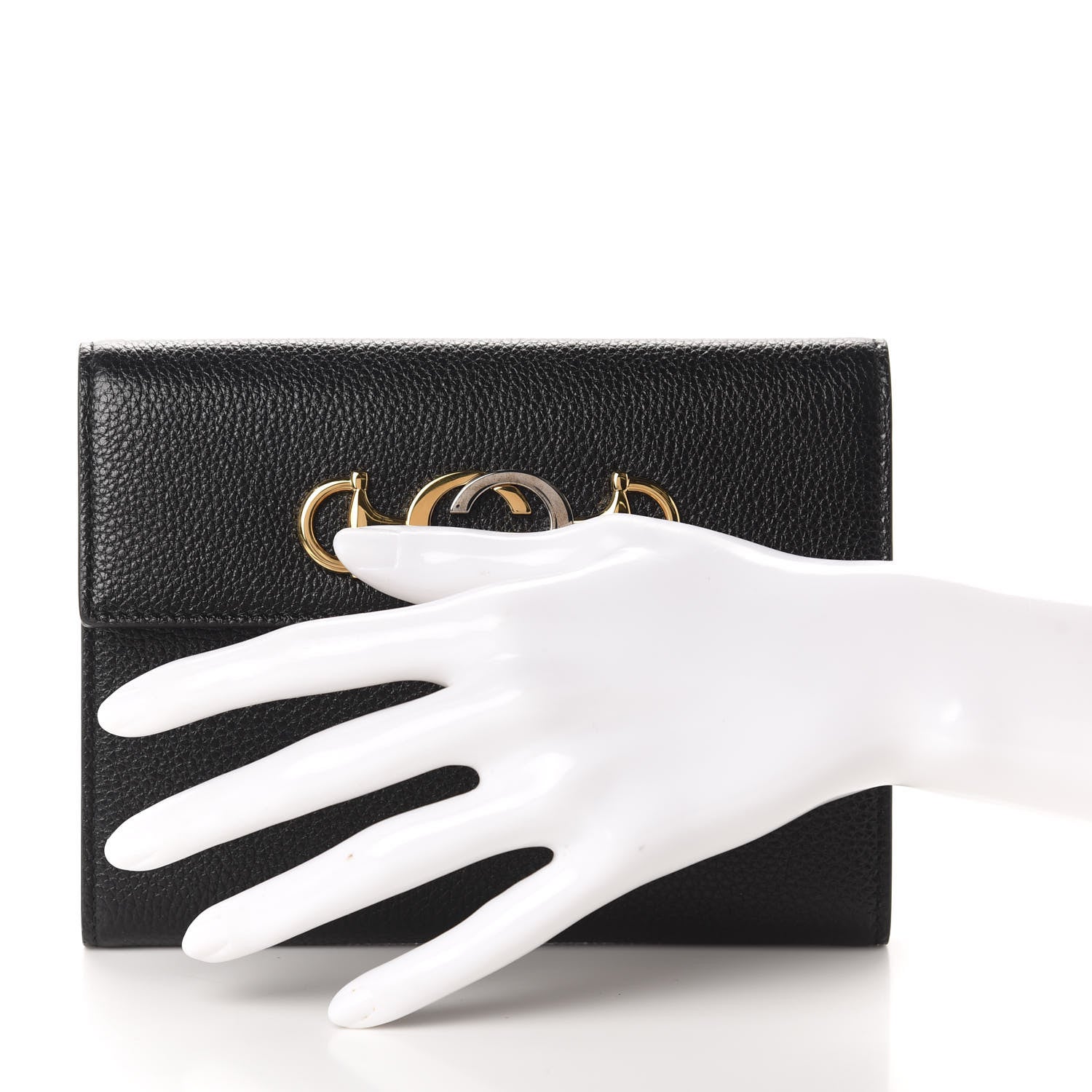 Gucci Grainy Calfskin Zumi Flap Card Case Black 2 of 8