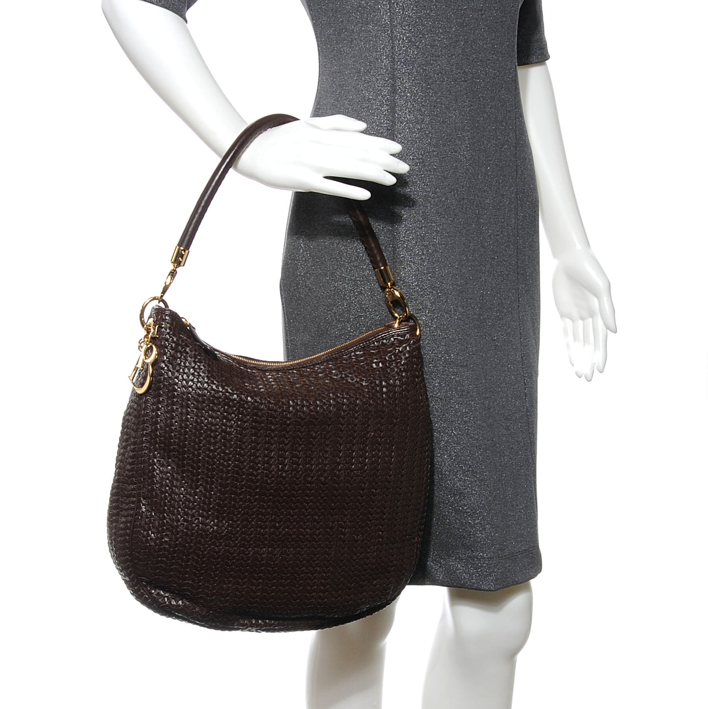 Lambskin Woven Hobo Brown